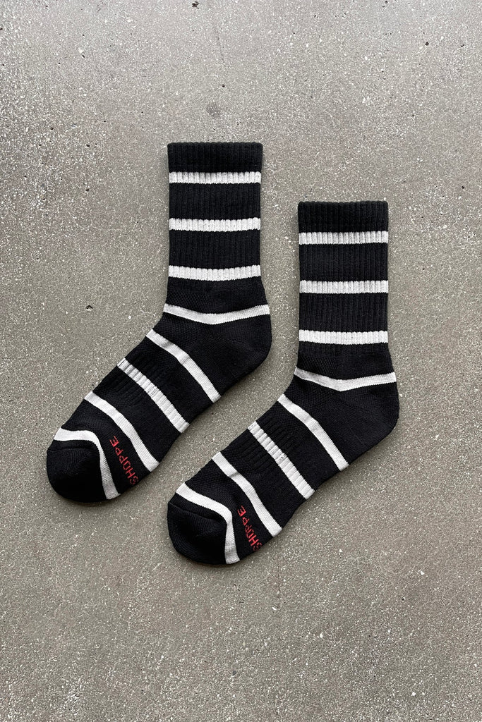 Striped Boyfried Socks - Black