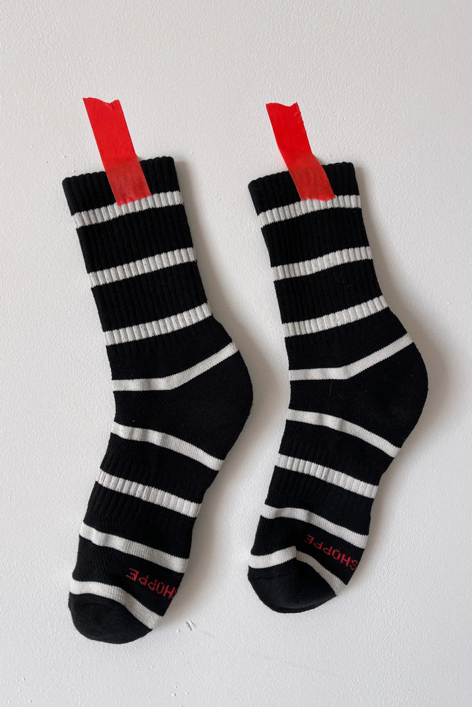 Striped Boyfried Socks - Black