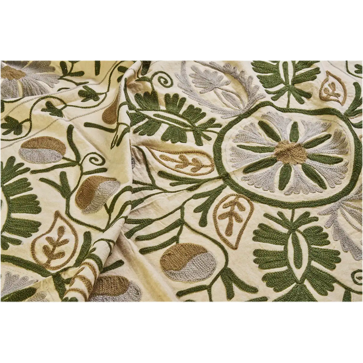 Suzani Embroidered Cotton Throw