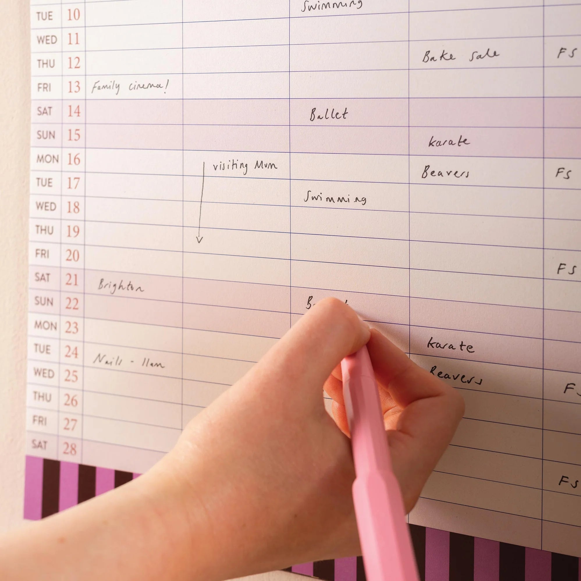 A3 Family Wall Calendar Boho Nouveau 2026