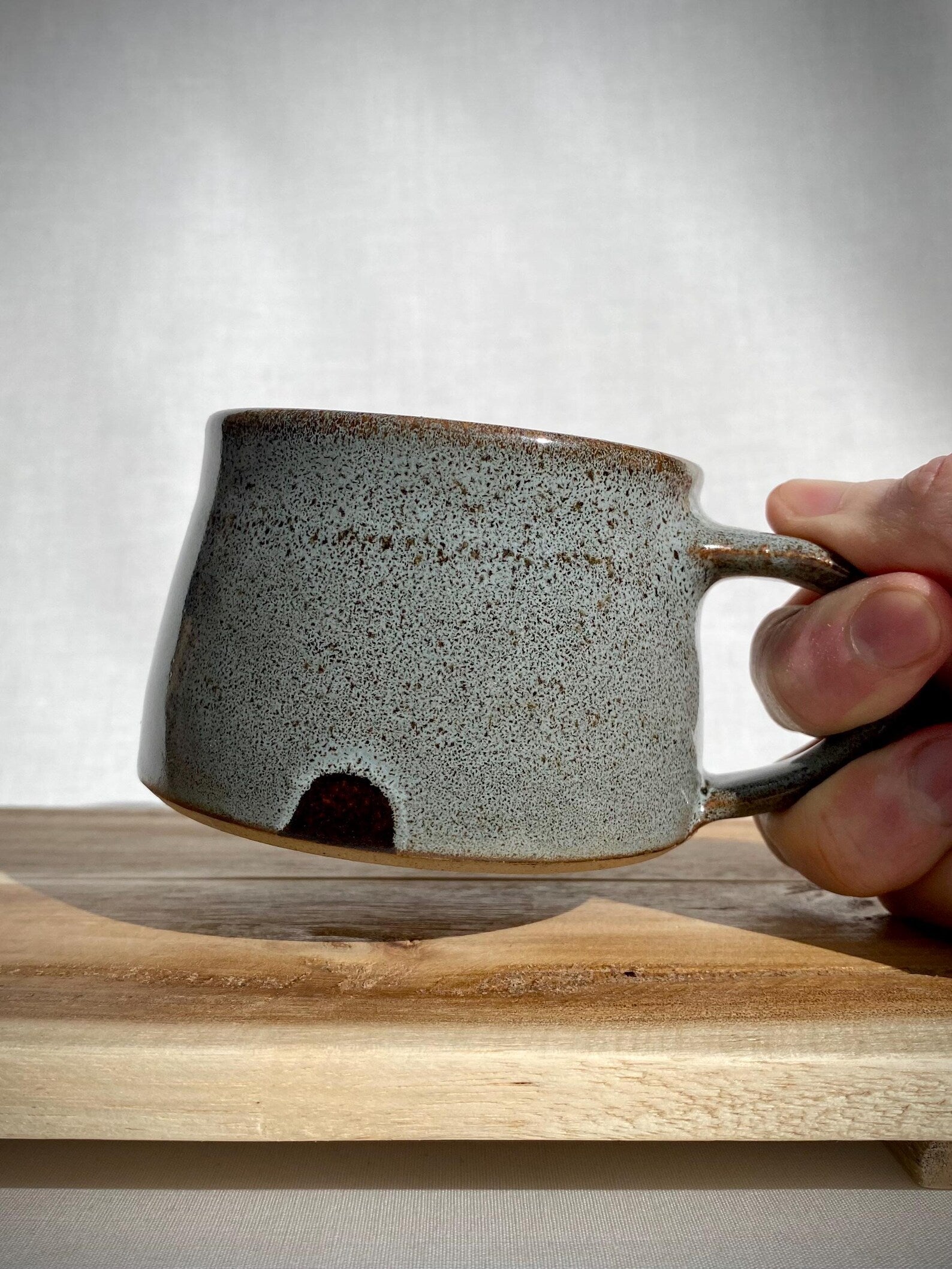 Natural Mottled Blue and Chocolate Brown - Small Mug