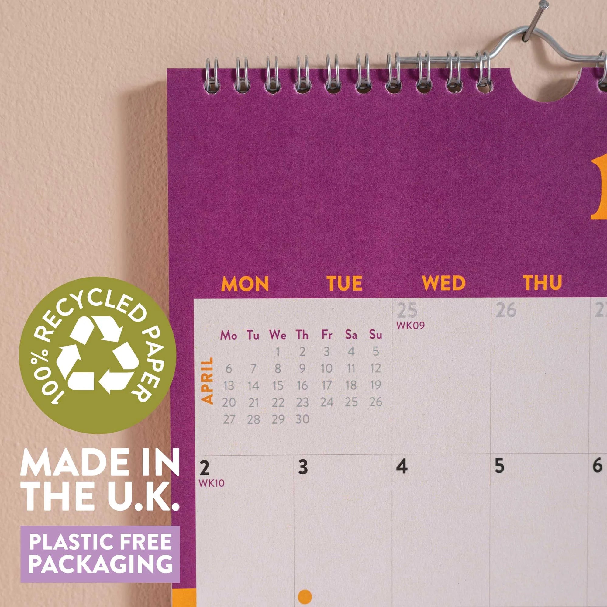 A4 Bold Block 2026 Calendar