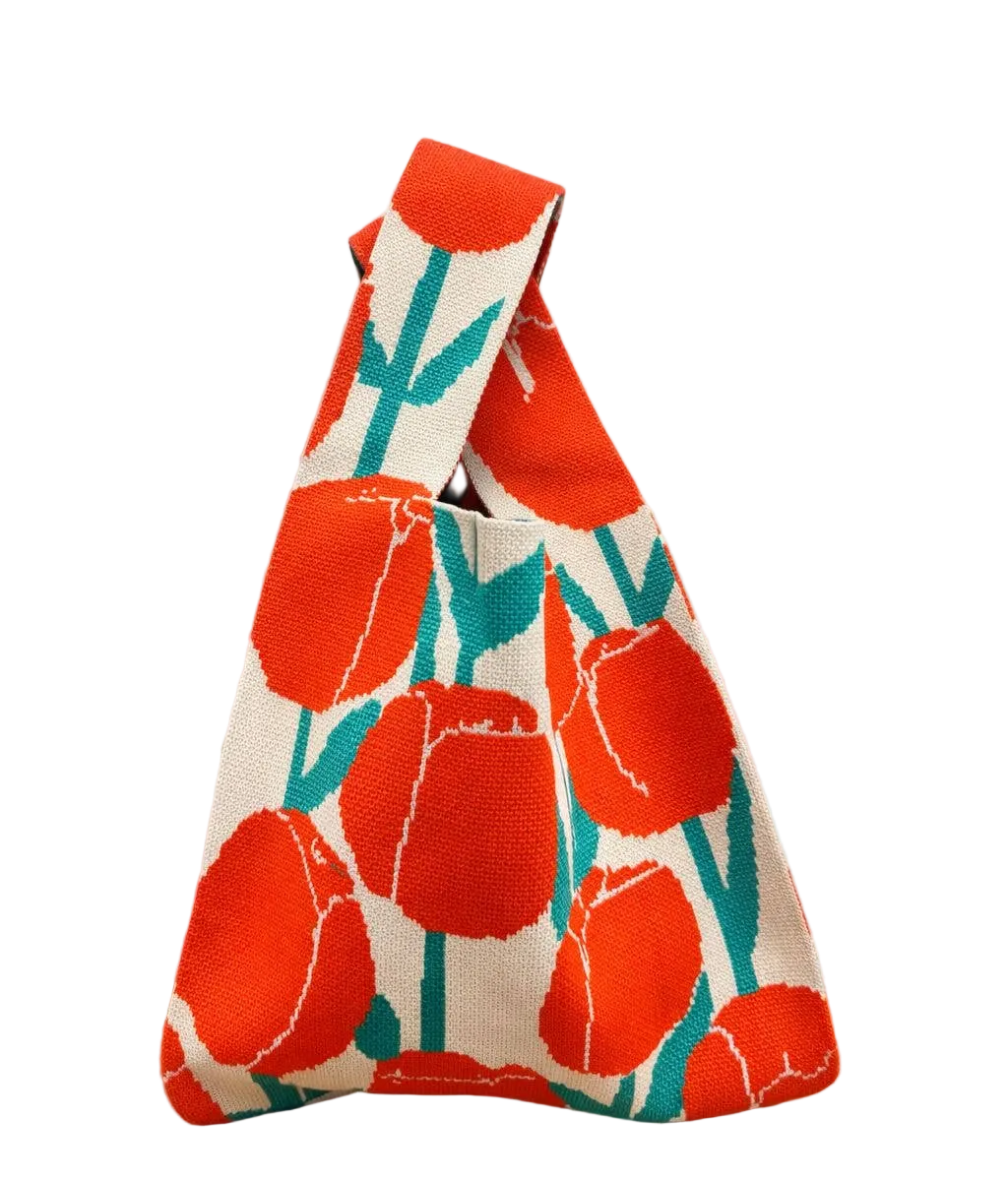 Tulip Daydream Orange-Knitted Bag