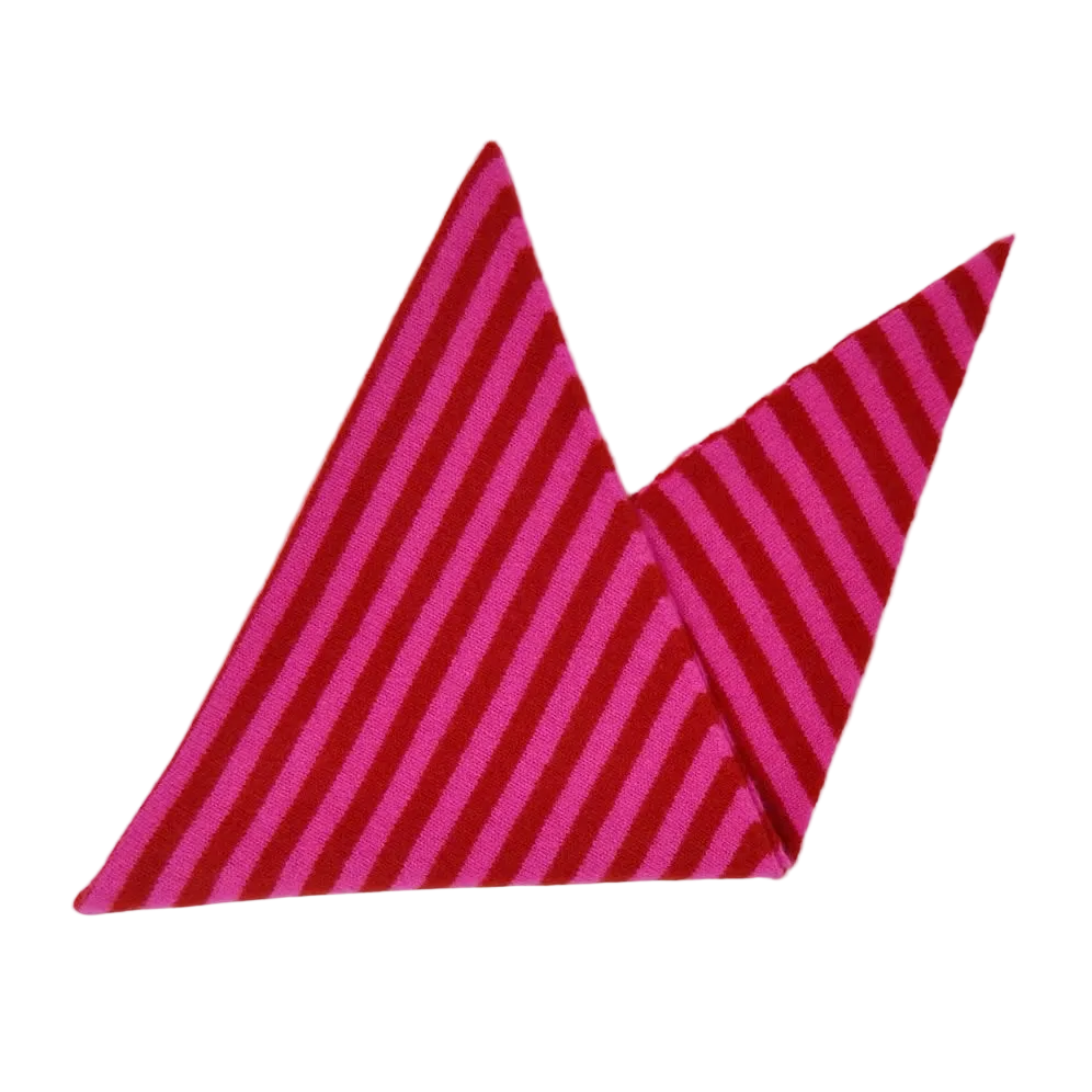 Triangle Neck Scarf - Bright pink/ruby Red Stripe