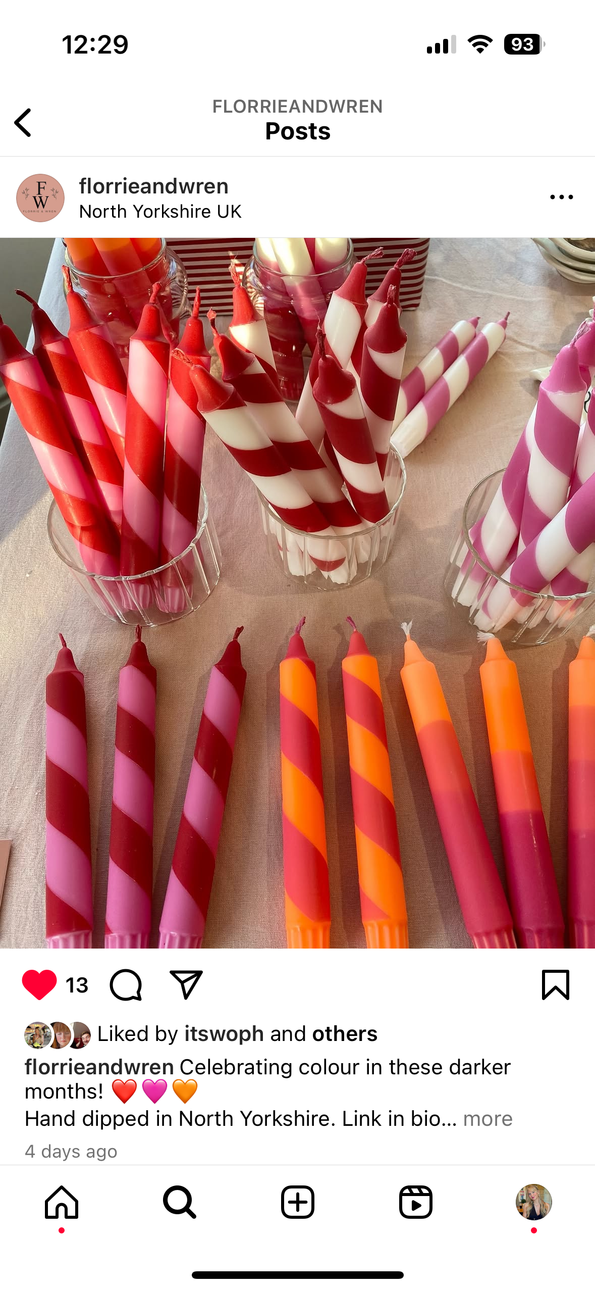 Hand Dipped Colourful Red & Pink Stripe Candy Cane Candles