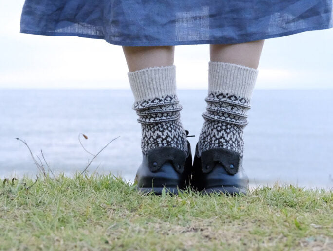 Wool Jacquard Socks - Oatmeal