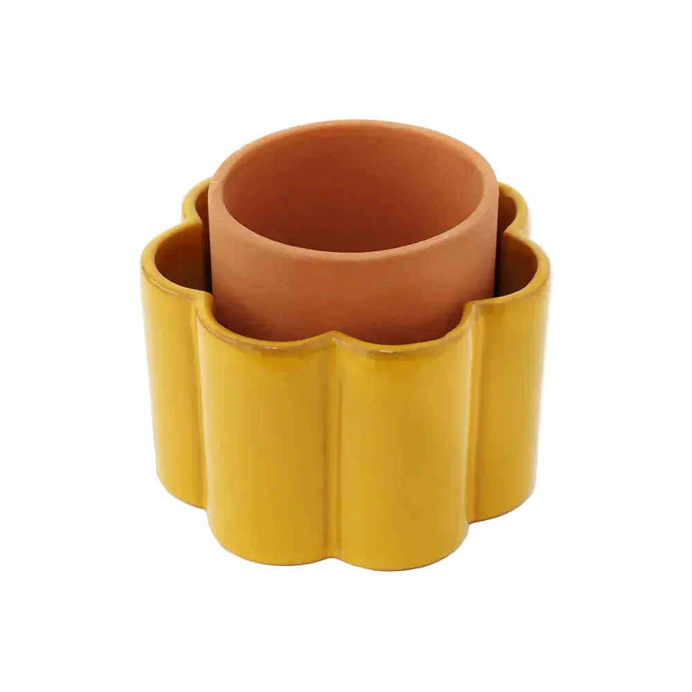 Self-watering pot Paulita (S) - Mustard yellow