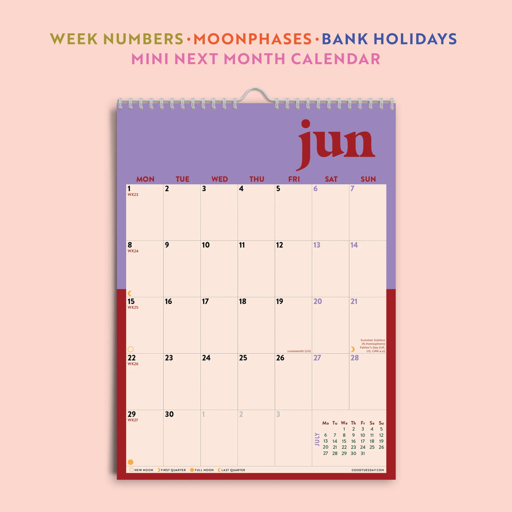 A4 Bold Block 2026 Calendar