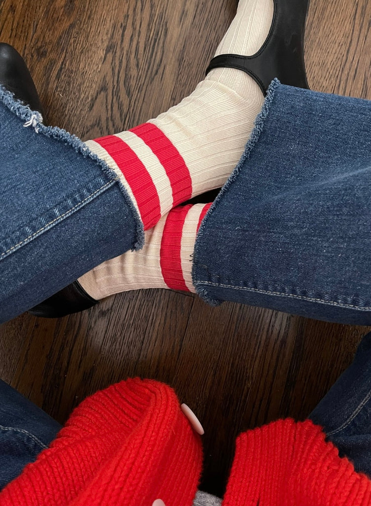 Her Varsity Socks - Red
