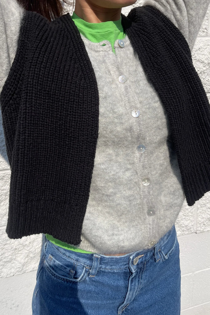 Granny Cotton Sweater Vest - Black