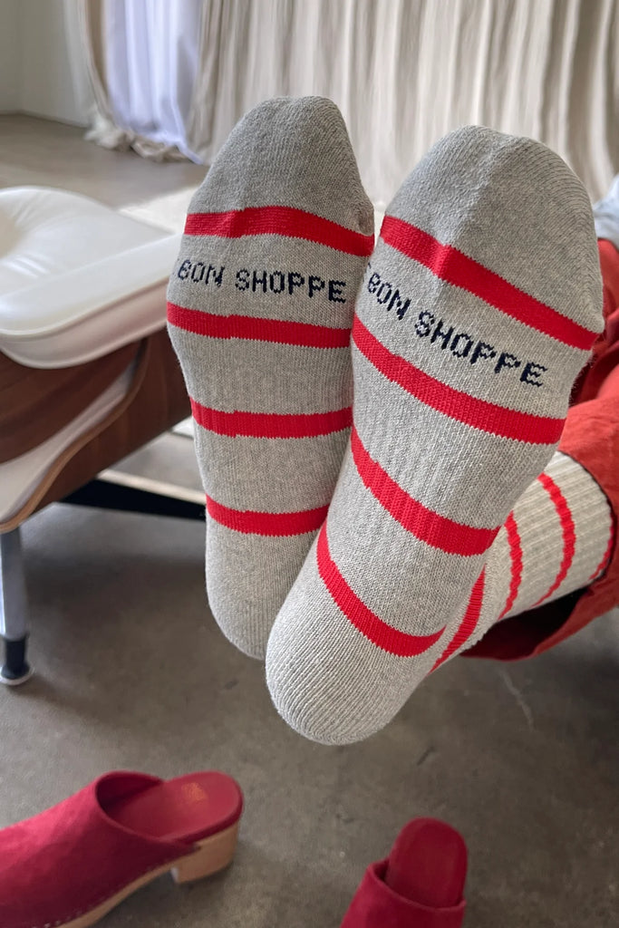 Striped Boyfried Socks - Red