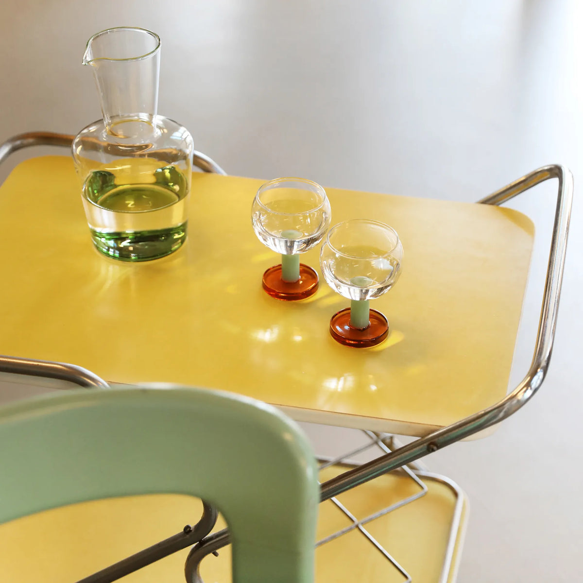 Glass cantine amber set of 2