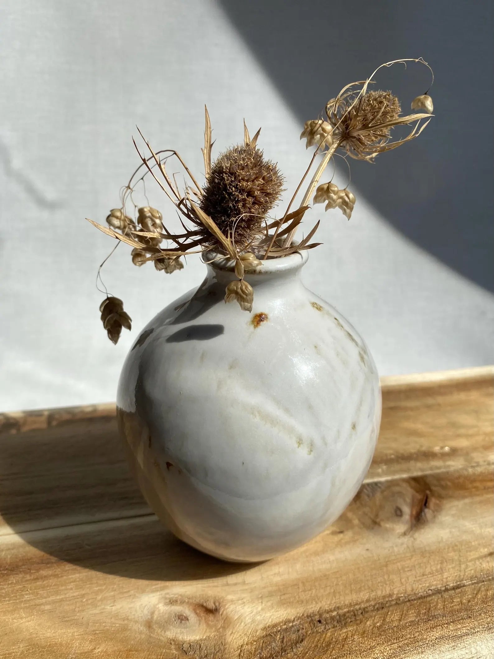 White Slip Glaze Bud Vase