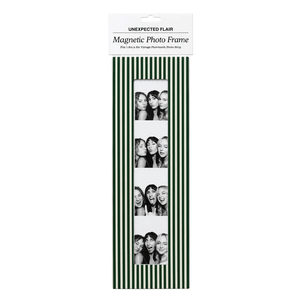 Magnetic Vintage Photobooth Frame - Green & Ivory Stripe