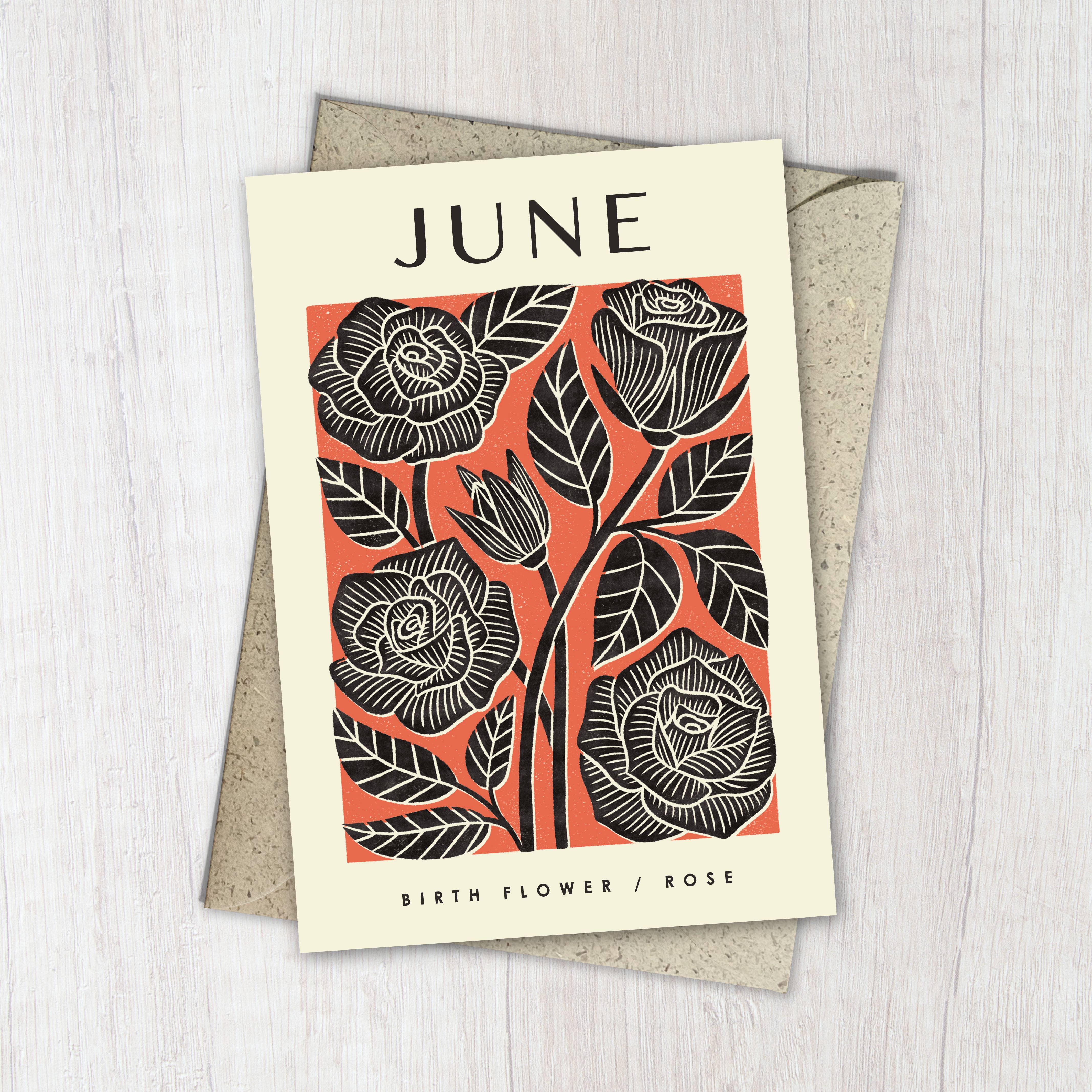 June Rose | Birth Flower Reusable Greeting Card