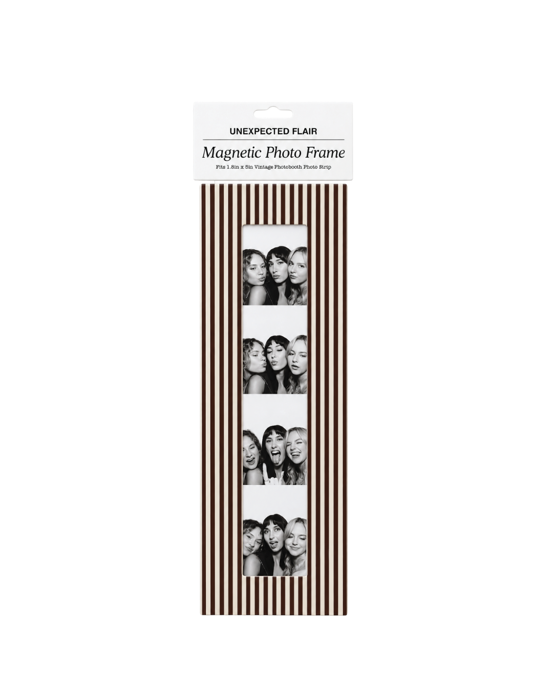 Magnetic Vintage Photobooth Frame - Brown & Ivory Stripe