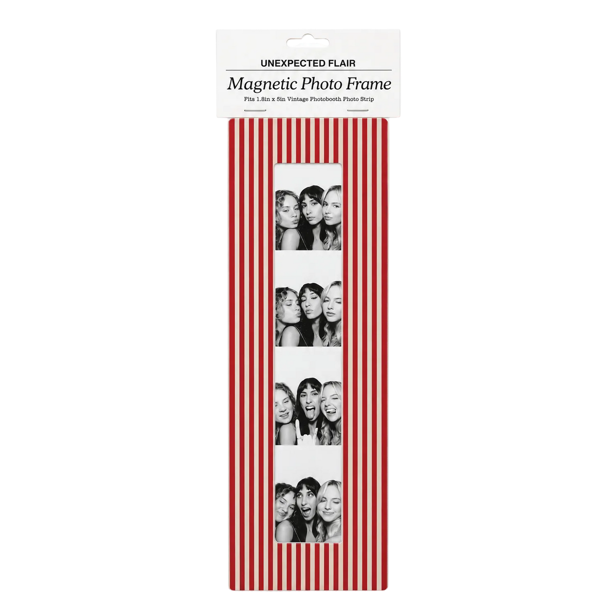 Magnetic Vintage Photobooth Frame - Red & Ivory Stripe