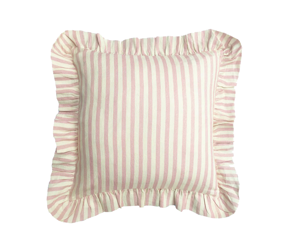Blush candy stripe cushion cover