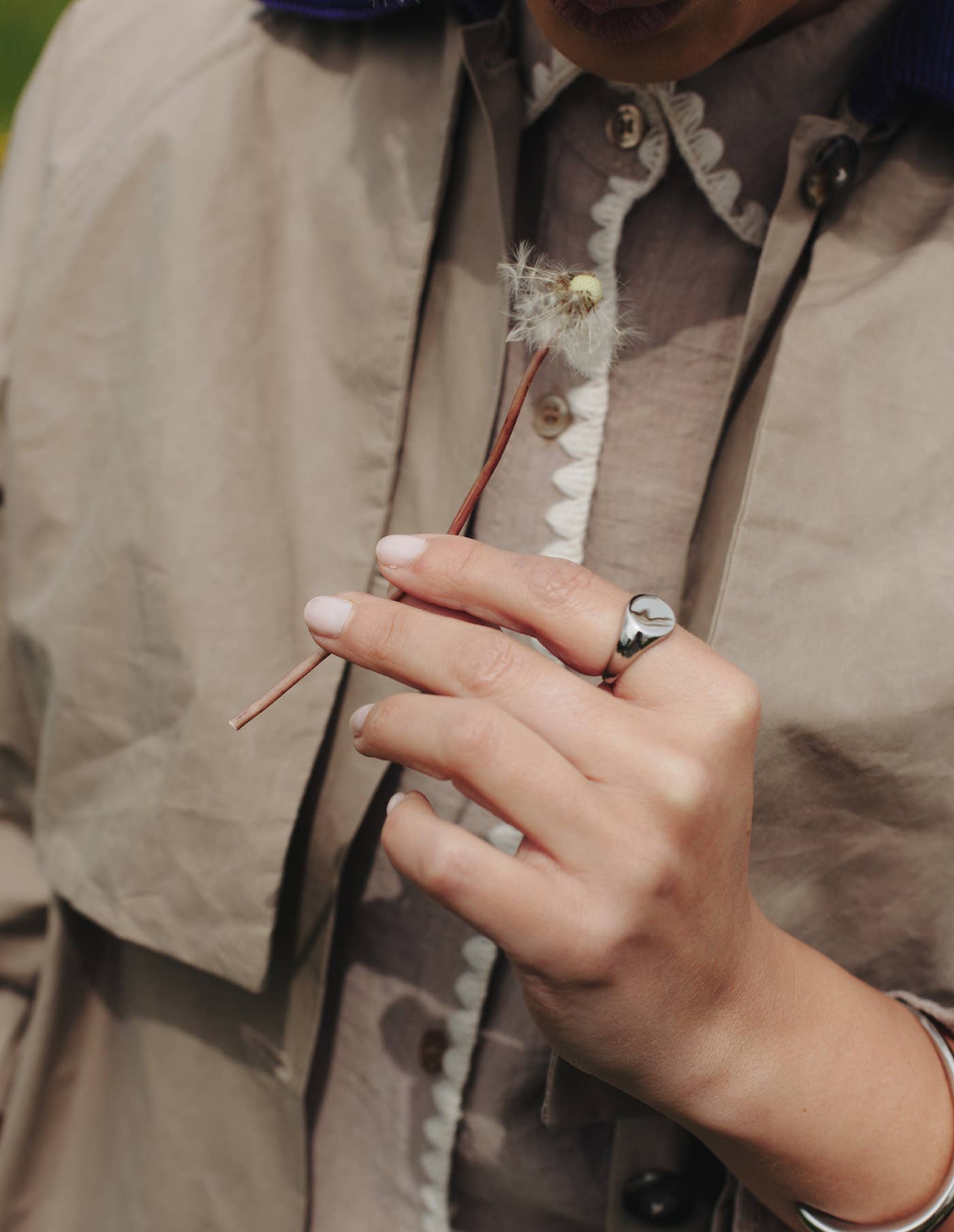 Silver Round Signet Ring, Waterproof