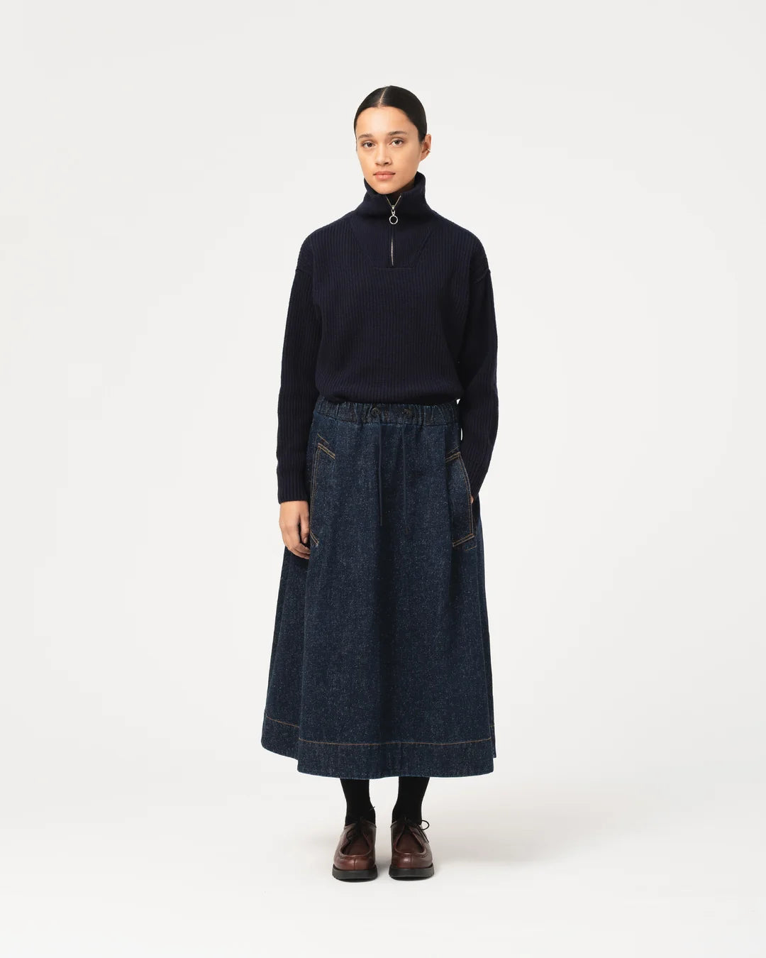 Meadow Skirt Neppy Denim - Indigo