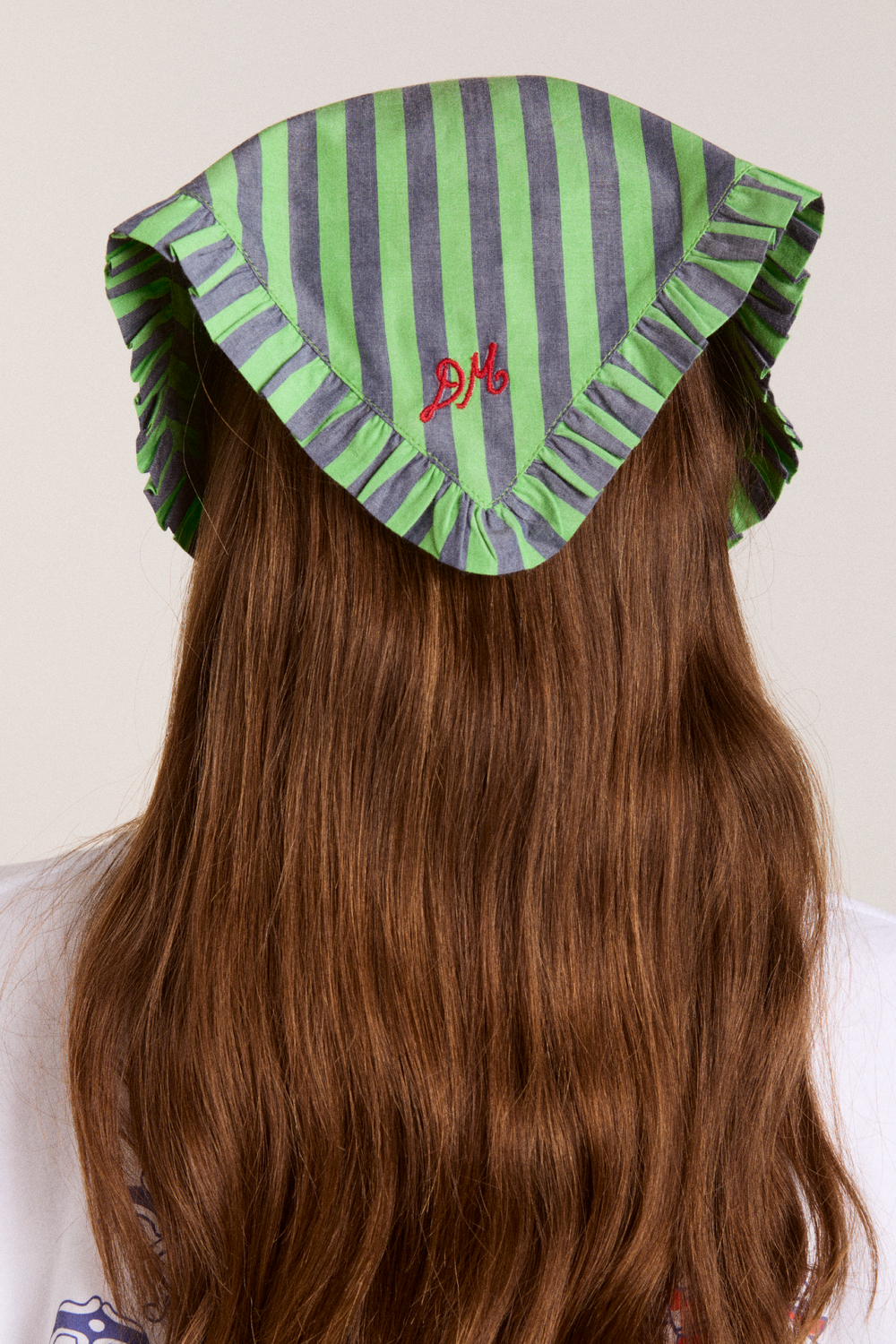 Tie Headscarf - Navy/Lime Stripe