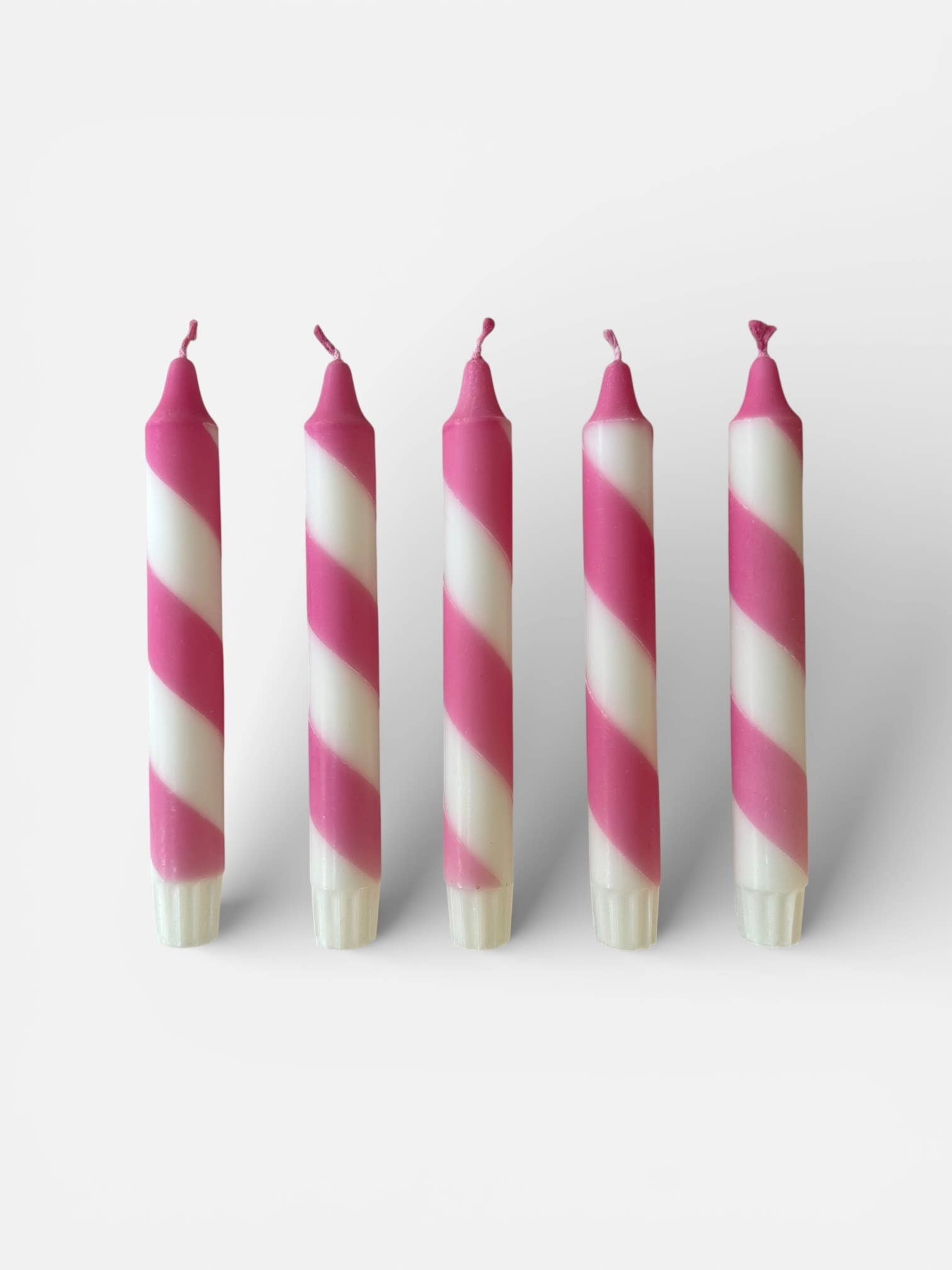Pink & White Candy Cane Stripe Hand Dipped Candle