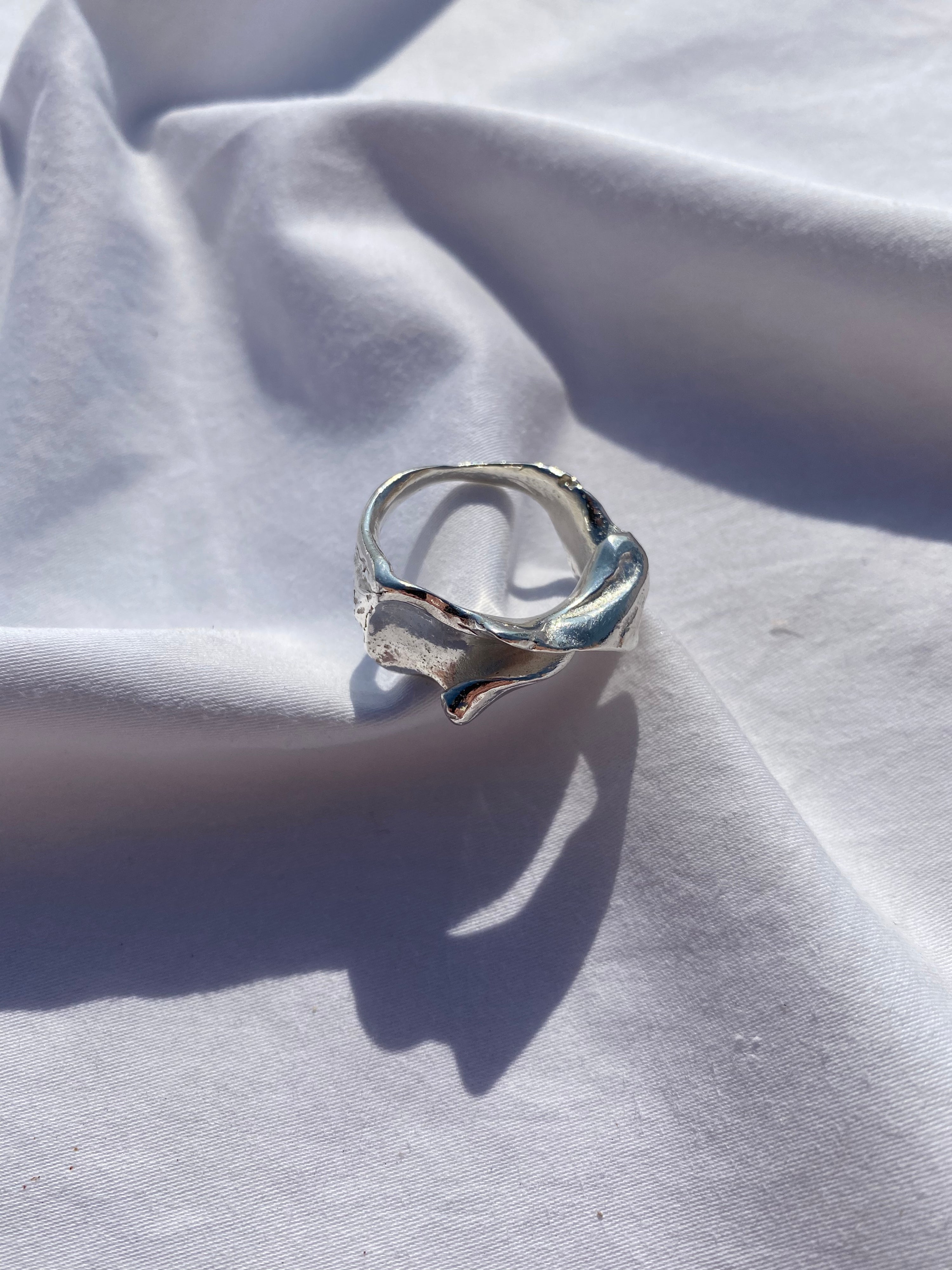 Textured Fragmented Shell Ring - Silver