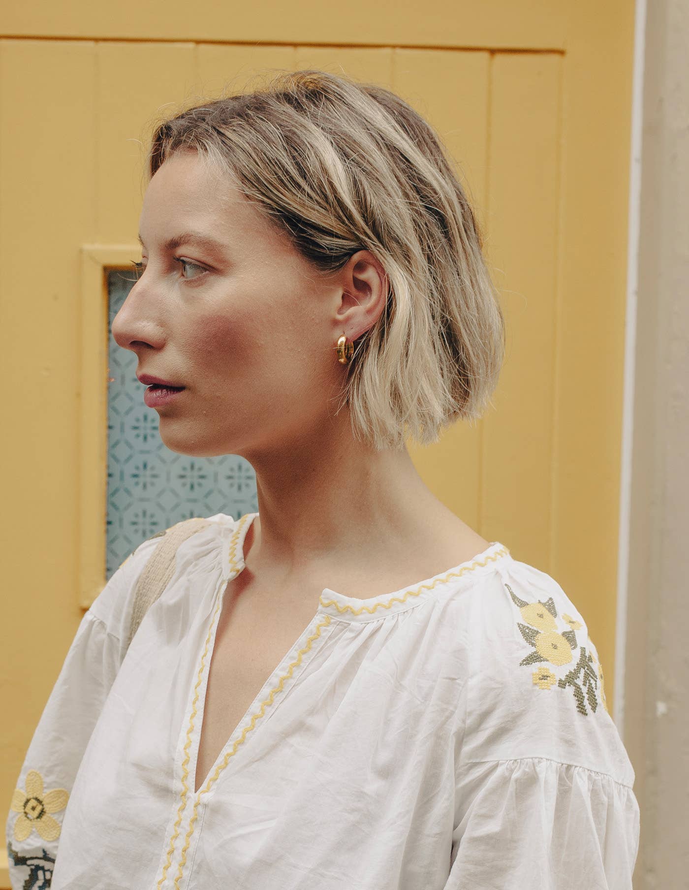 Gold Medium Leverback Bold Hoop Earrings, Waterproof