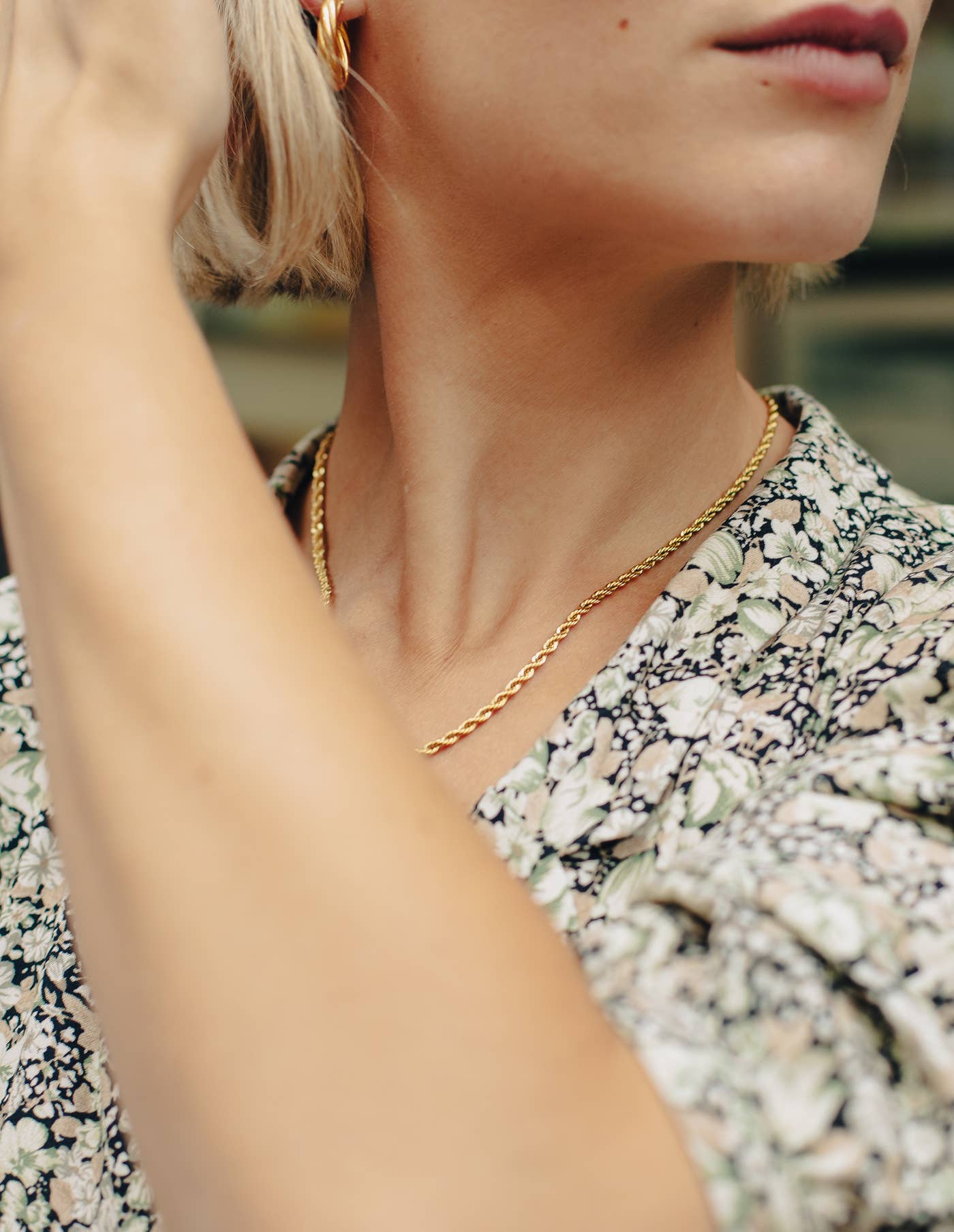 Gold Rope Twist Chain Necklace, Waterproof
