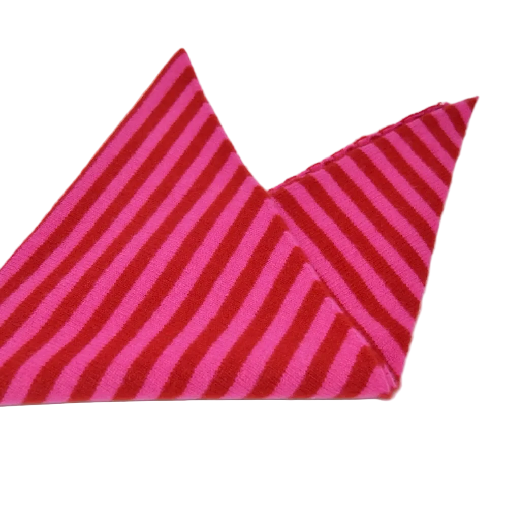 Triangle Neck Scarf - Bright pink/ruby Red Stripe