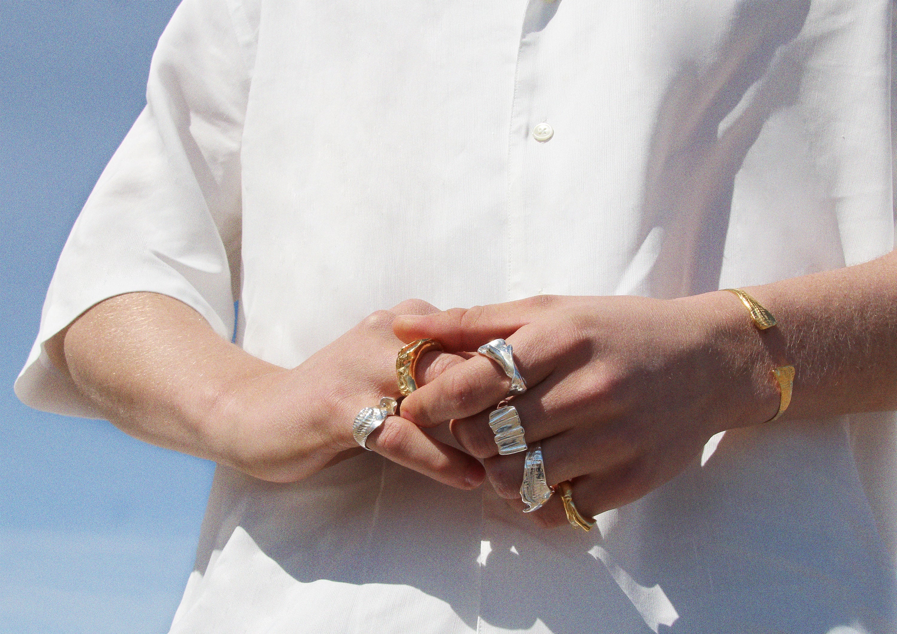 Textured Fragmented Shell Ring - Silver