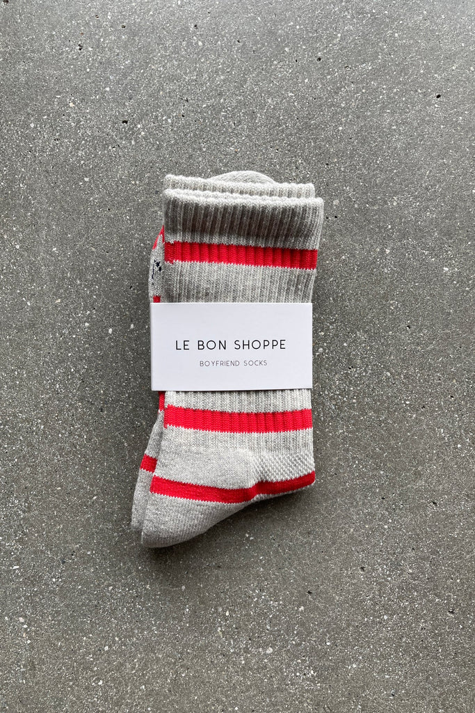 Striped Boyfried Socks - Red