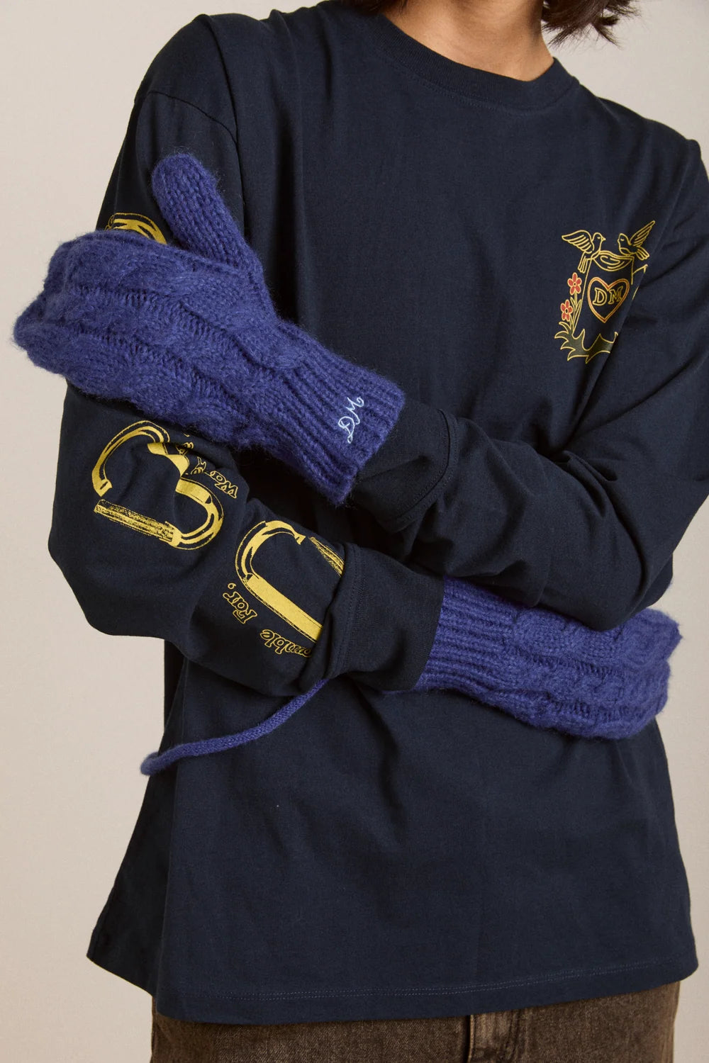 Cable String Mittens - Cobalt Blue
