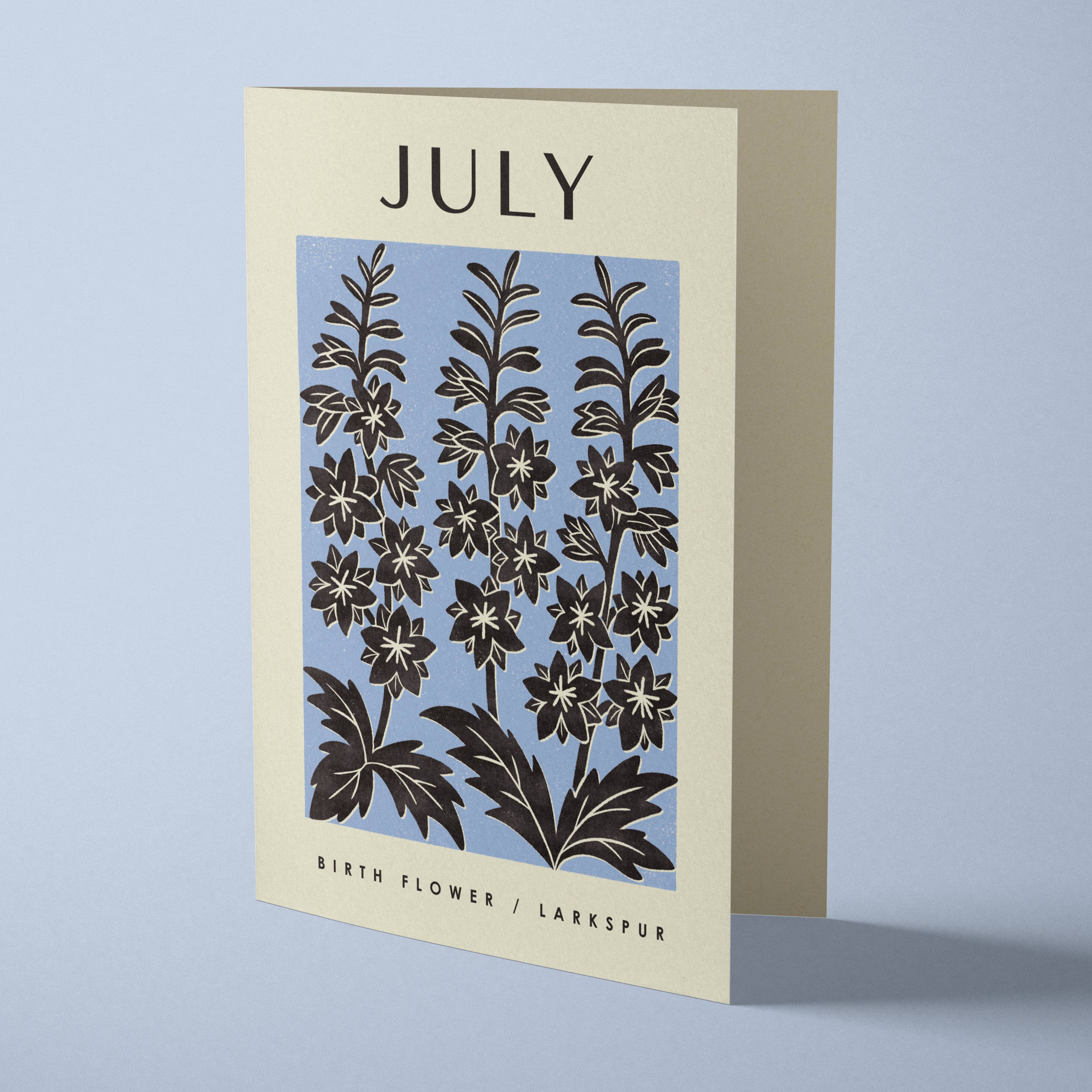 July Larkspur | Birth Flower Reusable Greeting Card
