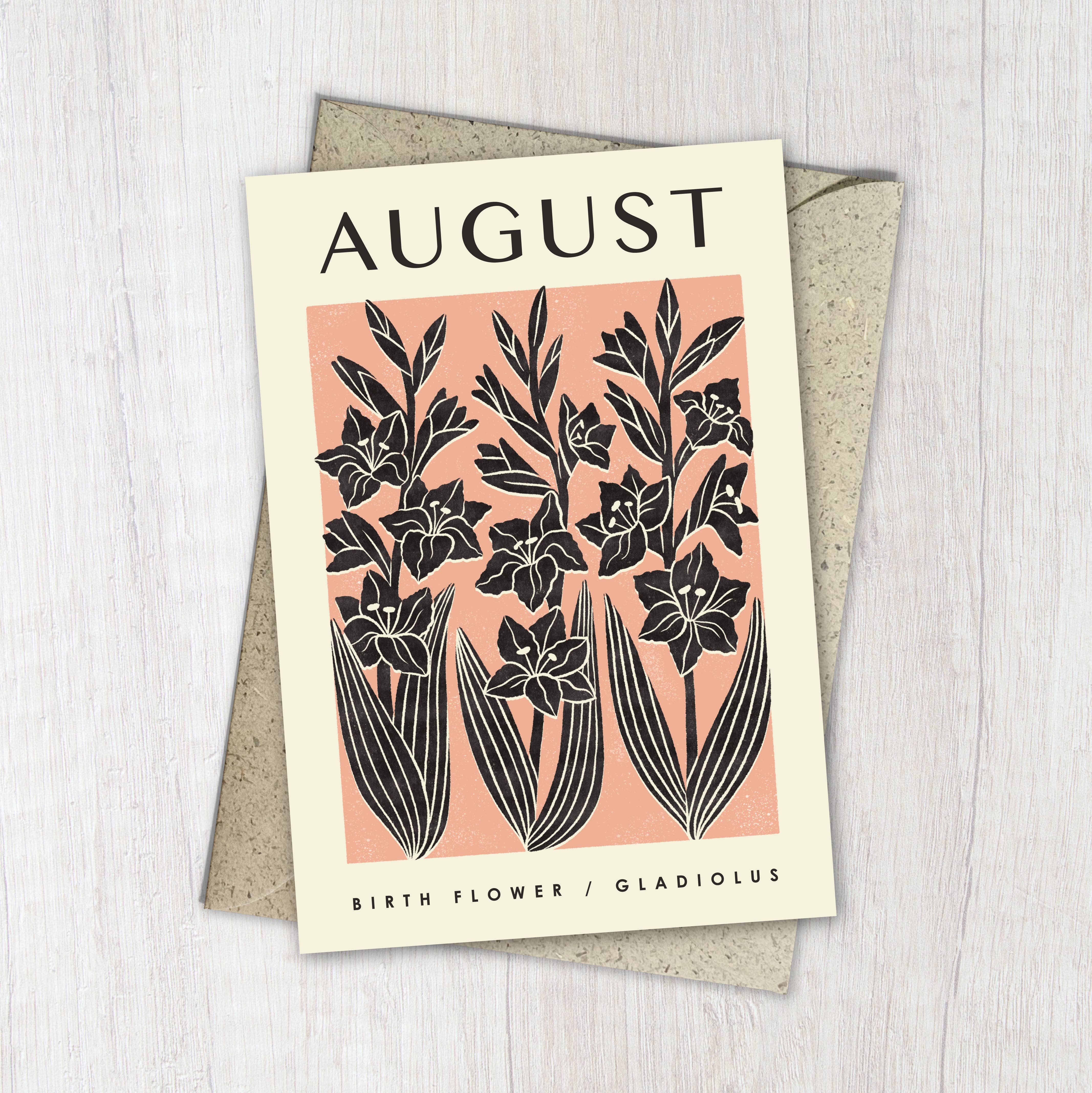 August Gladiolus | Birth Flower Reusable Greeting Card