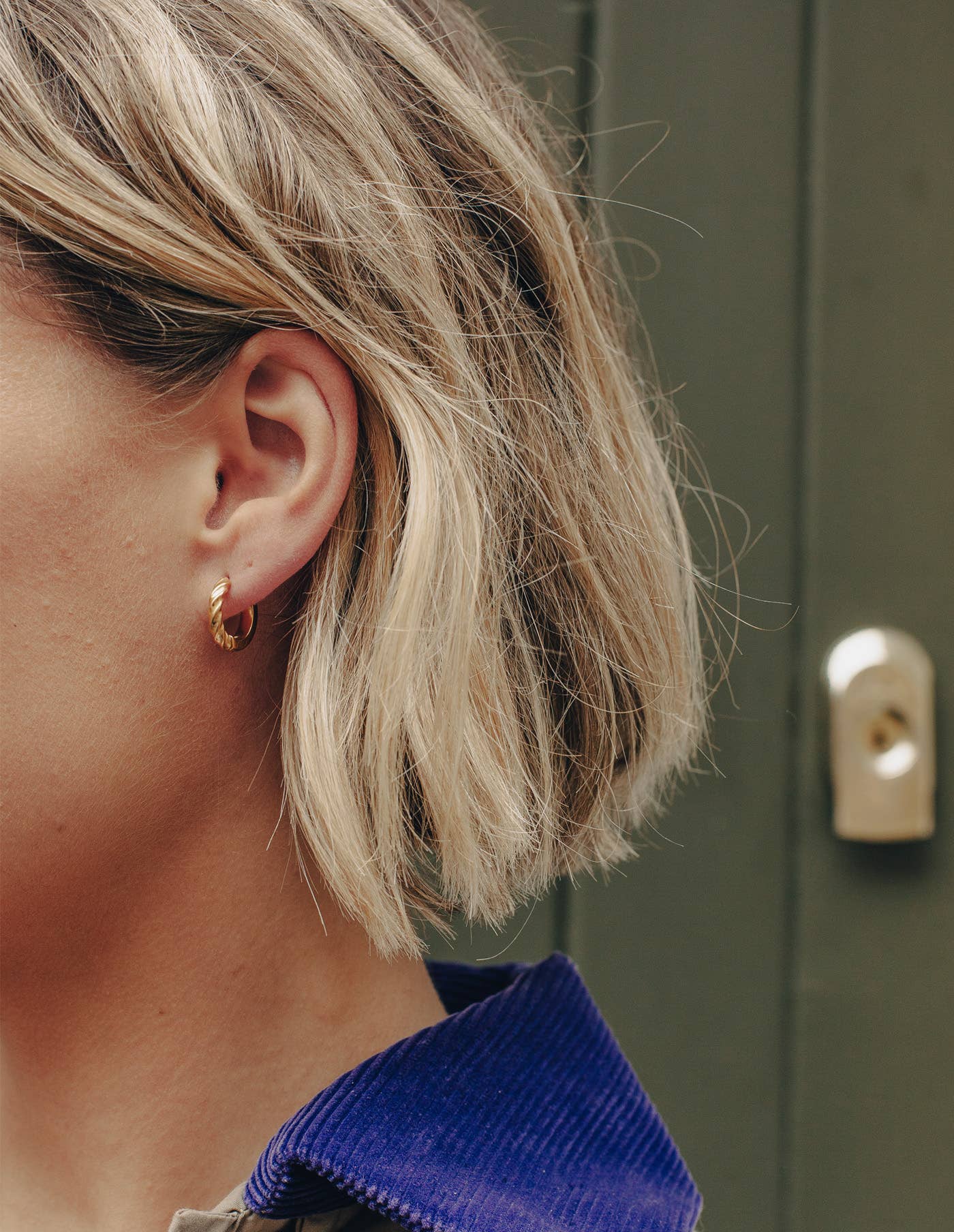 Gold Mini Twist Huggie Hoops