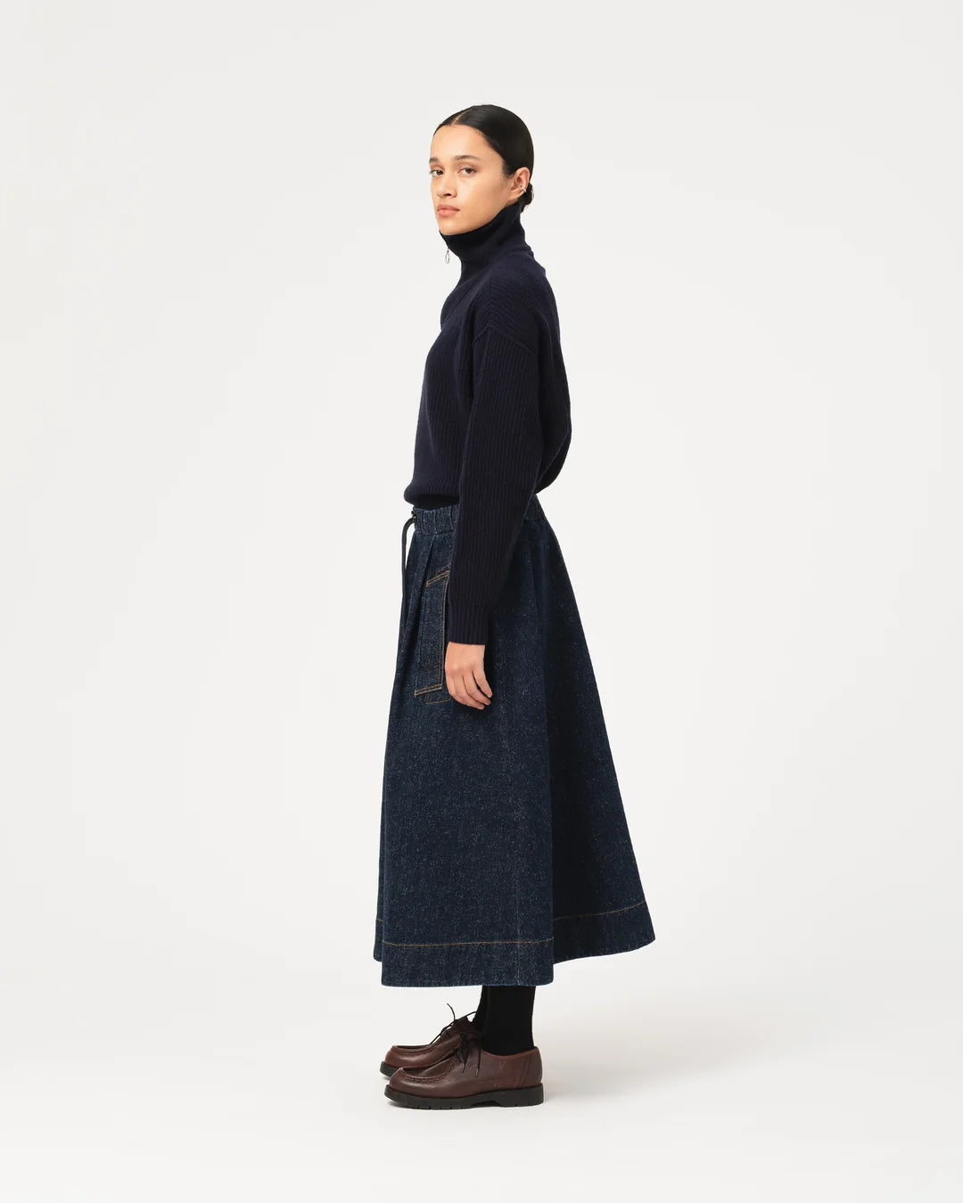 Meadow Skirt Neppy Denim - Indigo