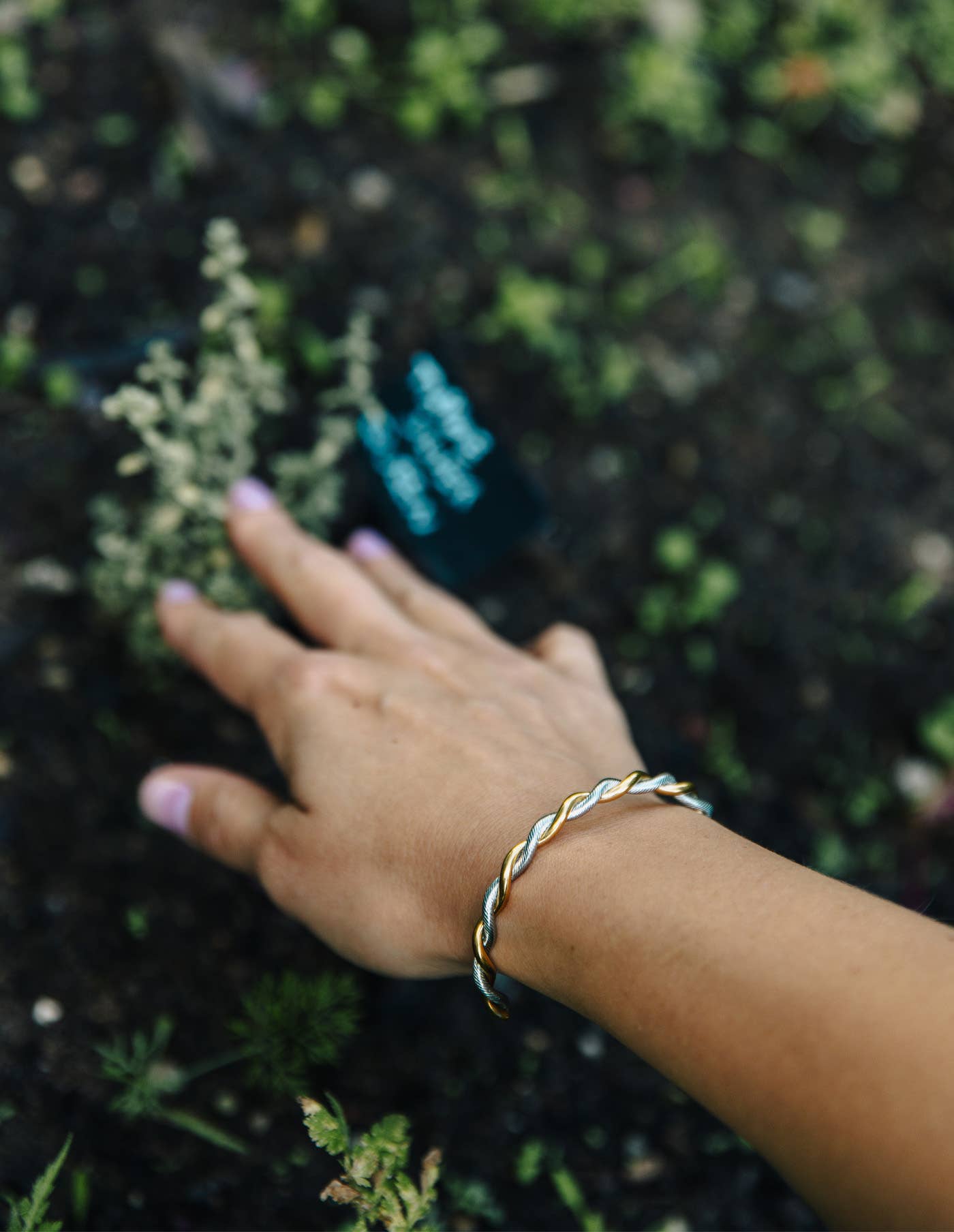 Twist Cuff Bangle - Two Tone
