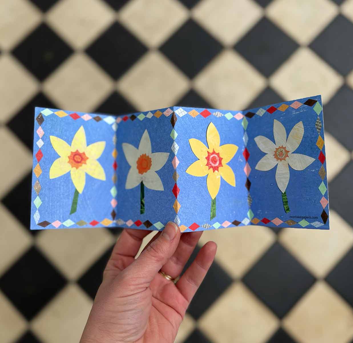 Patchwork Daffodil Concertina Card | Mother’s Day Card 