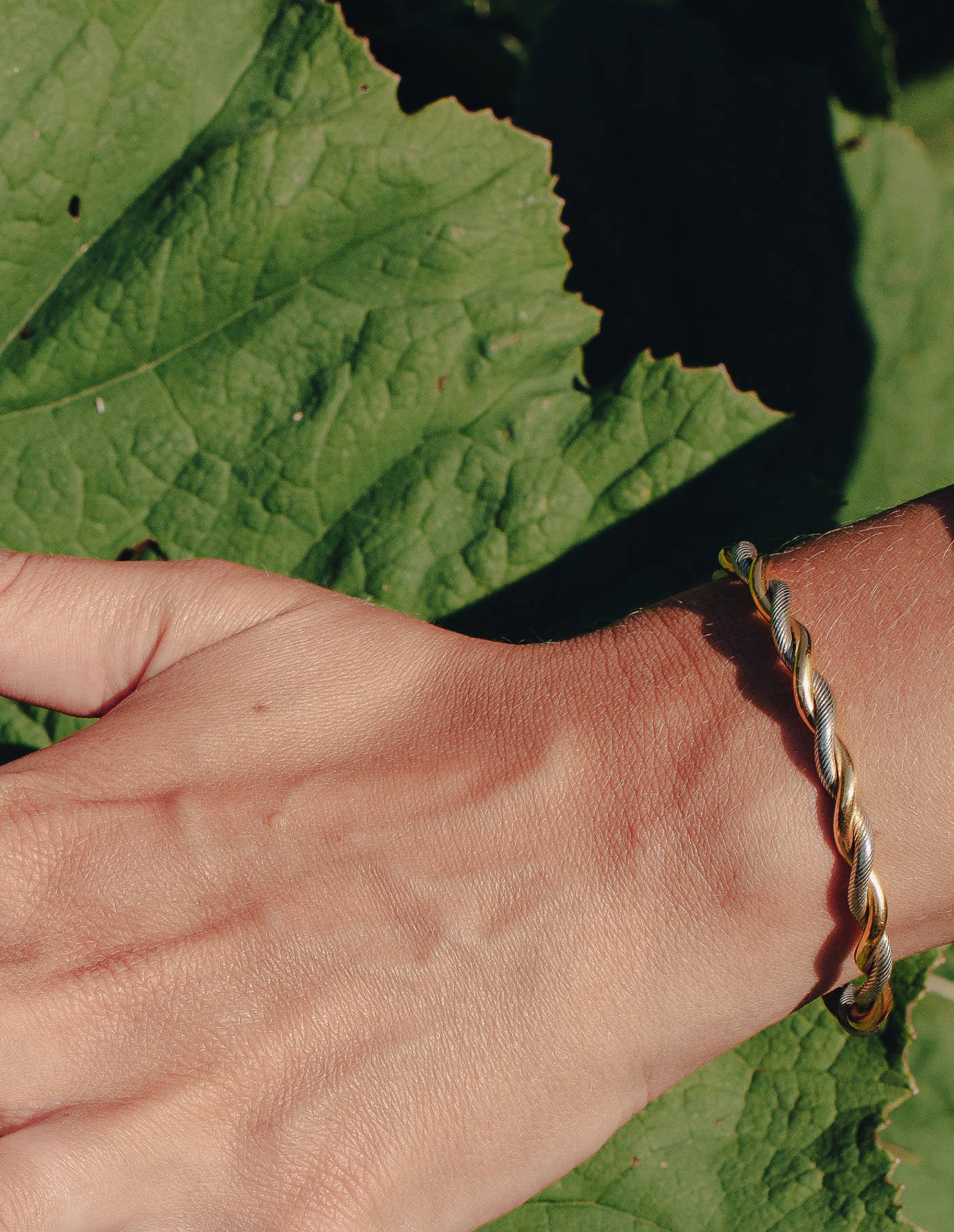 Twist Cuff Bangle - Two Tone