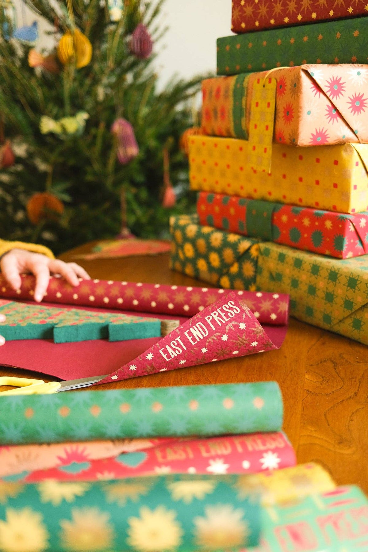 Festive Gift Wrap in Copper Sky