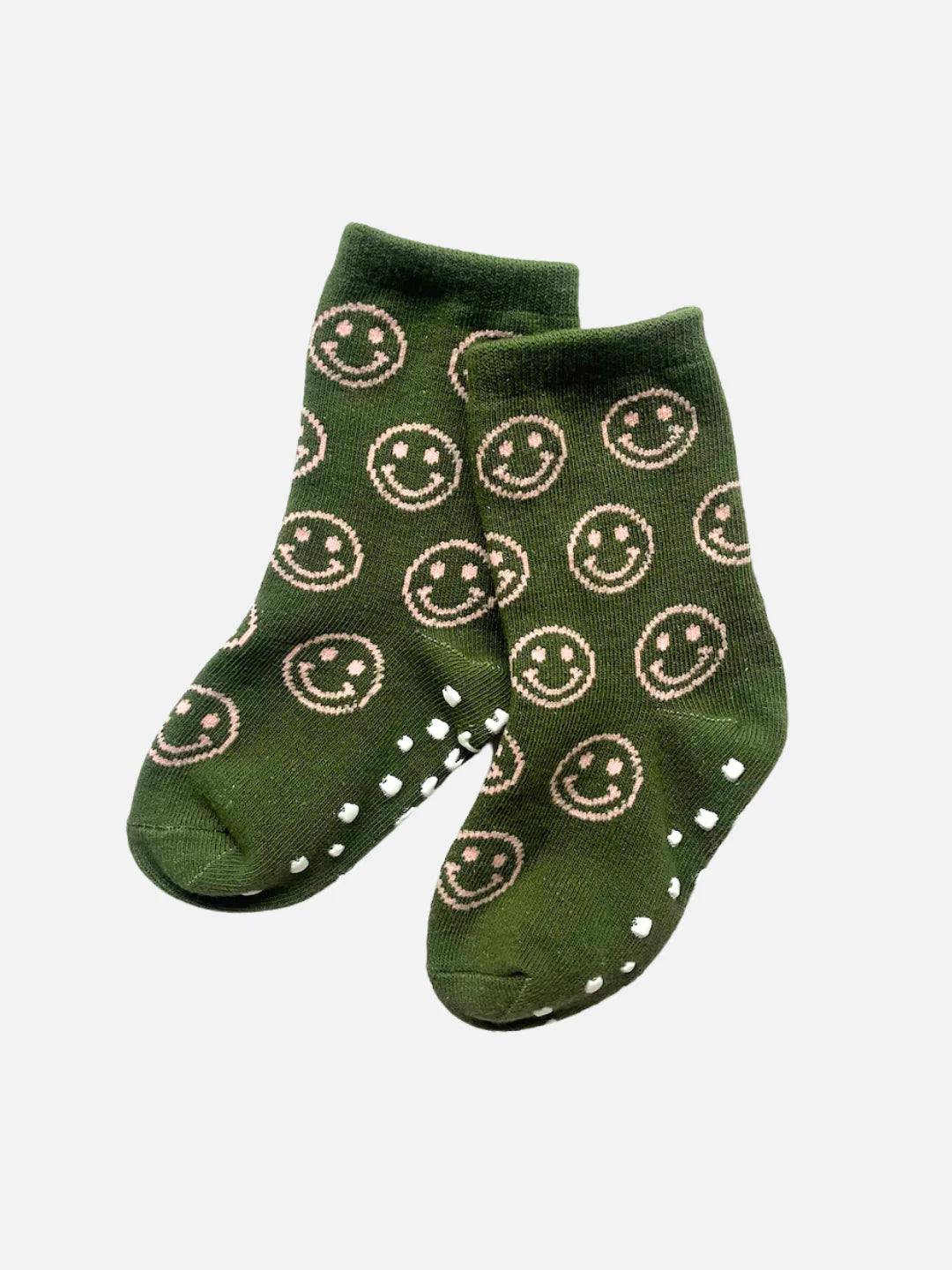 Smiley Grip Socks - Olive