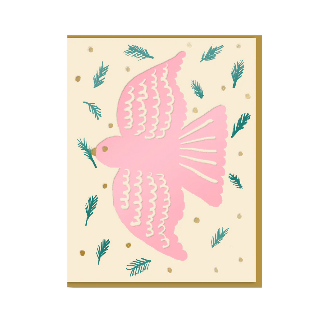 Joyful Pink Dove Christmas Card