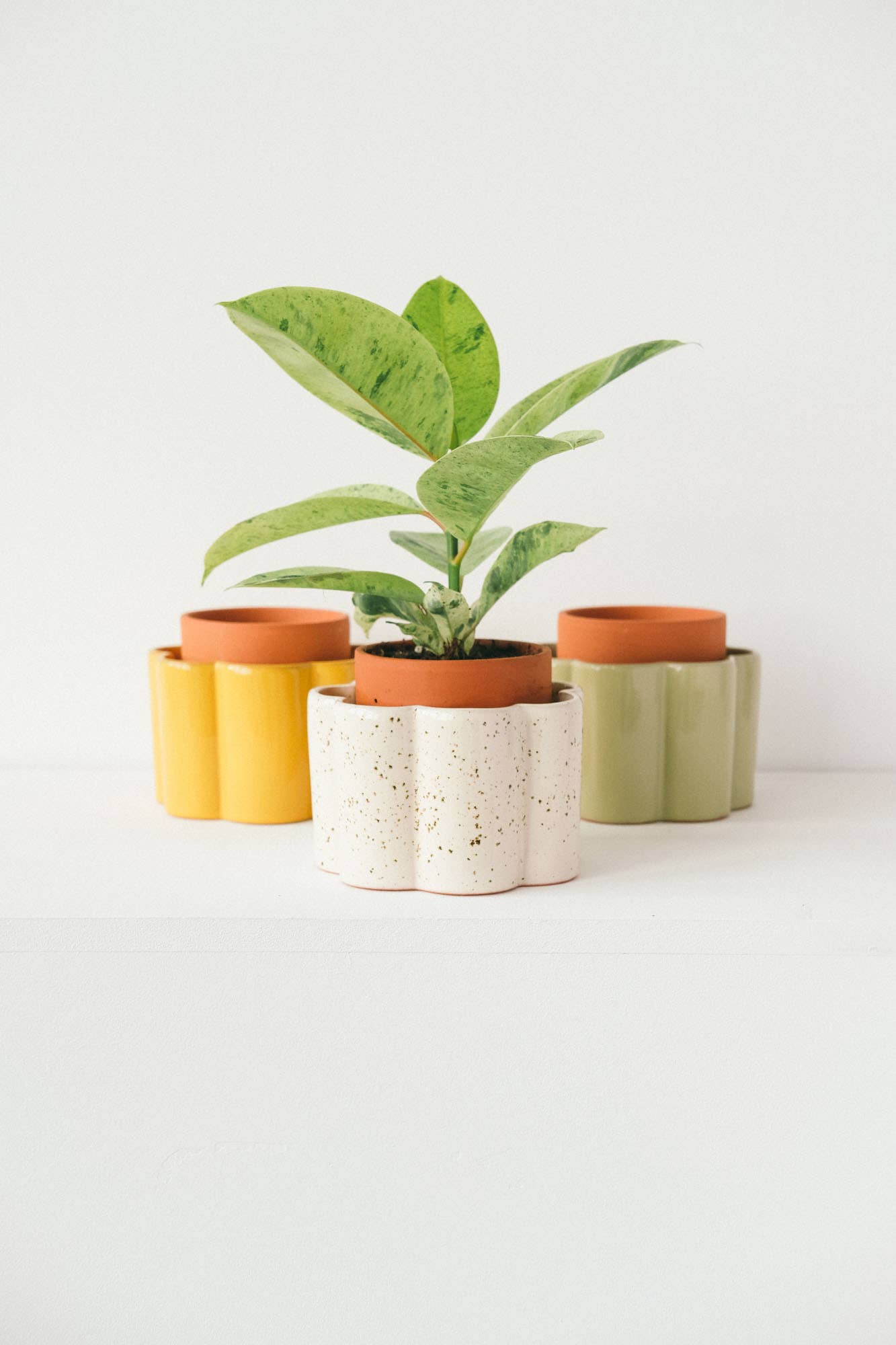 Self-watering pot Paulita (S) - Mustard yellow