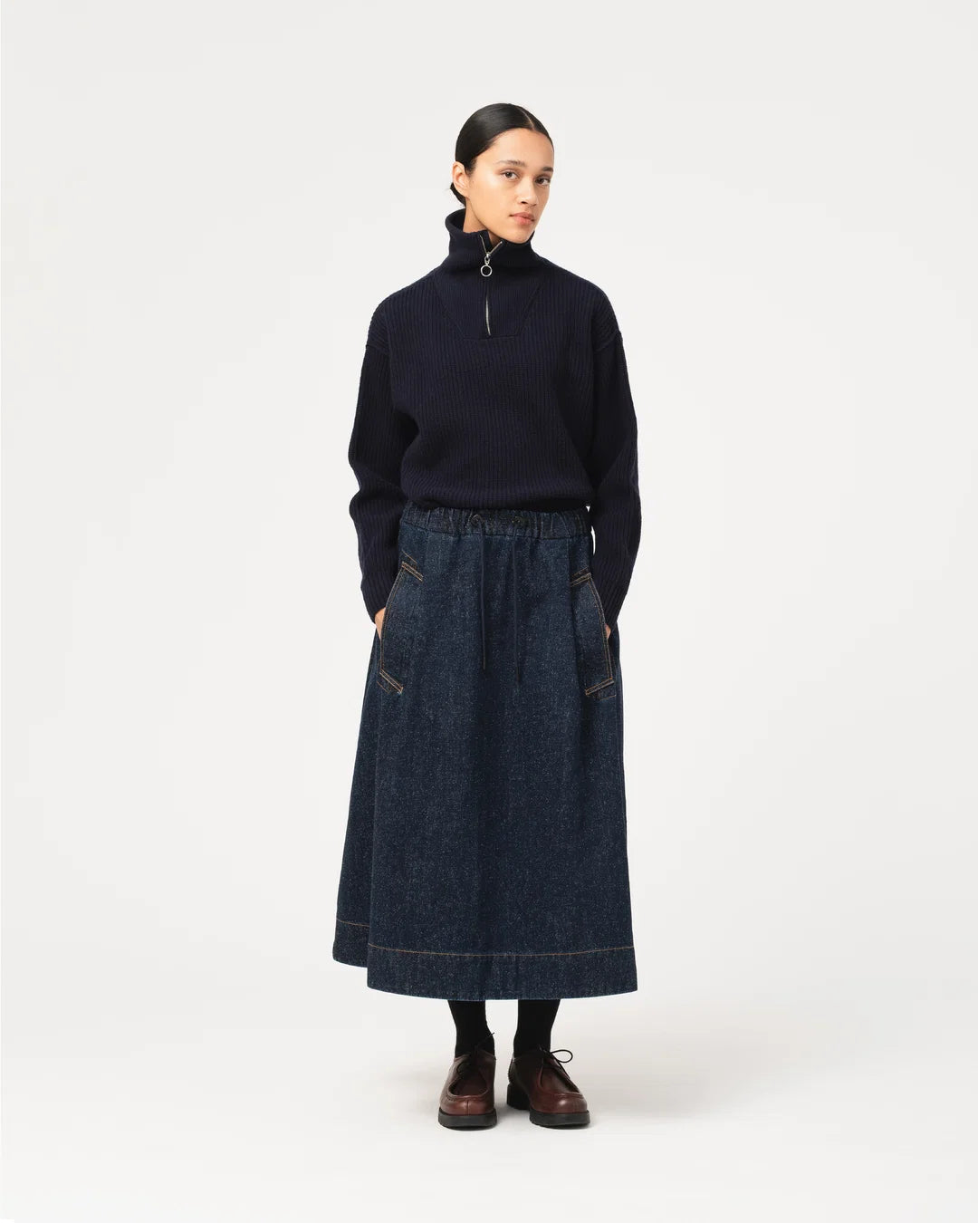 Meadow Skirt Neppy Denim - Indigo