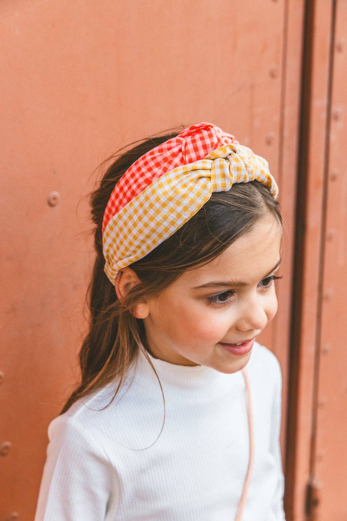 Wide headband - Strawberry gingham