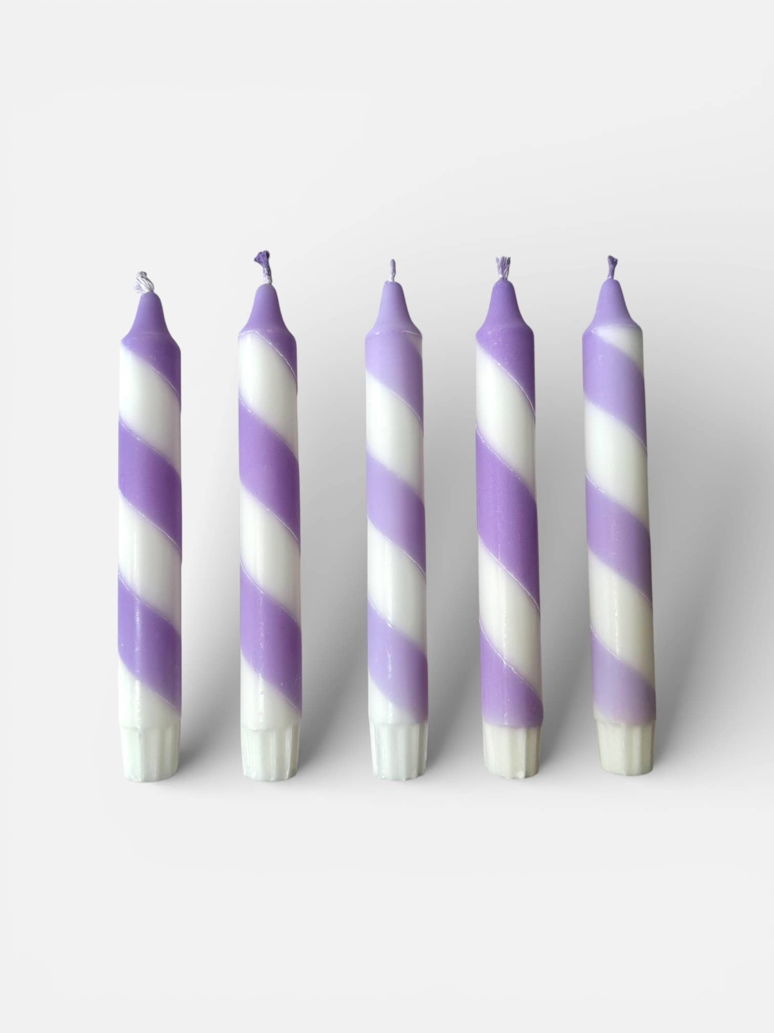 Lilac white candy spiral twist Hand Dipped Candle