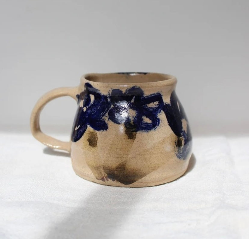 Zosia Extra Large Blue Flowers Ceramic Mug