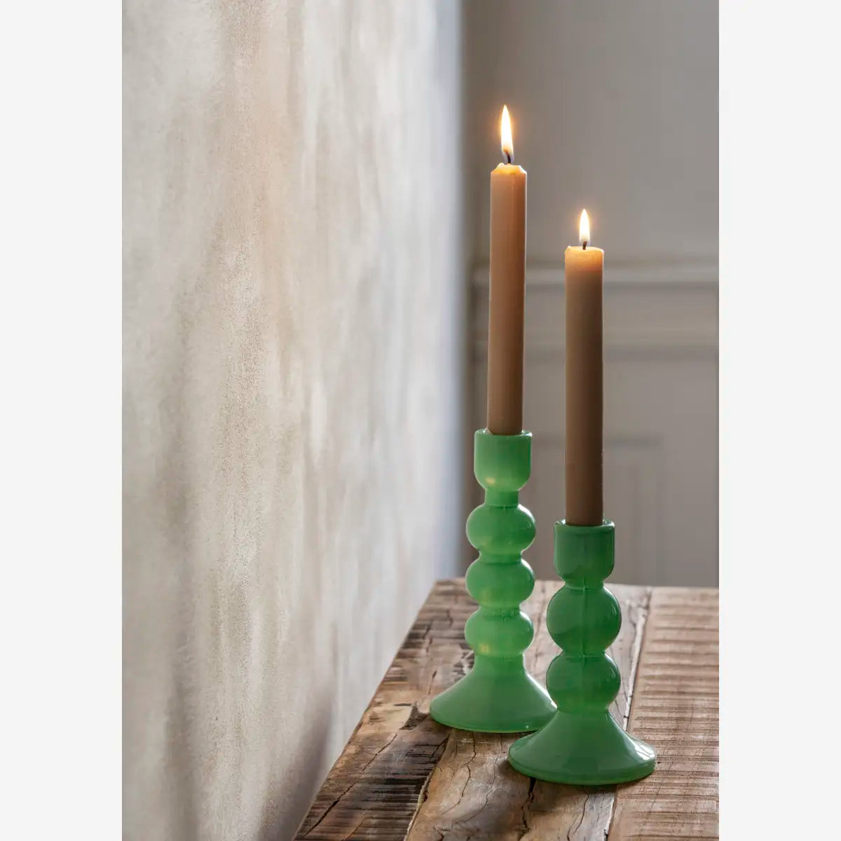 Glass Candle Holder - Green