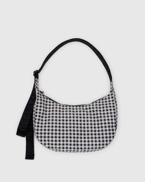 Medium Nylon Crescent Bag Gingham Still Life Story